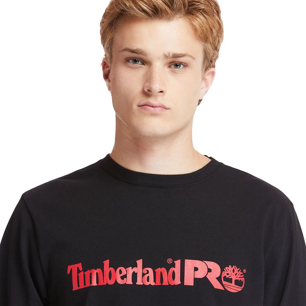 Timberland Mens T-Shirts PRO® Base Plate Long-Sleeve Graphic - Black - India MC3784051